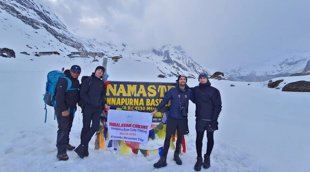 4 trekkers in Annapurna Base Camp